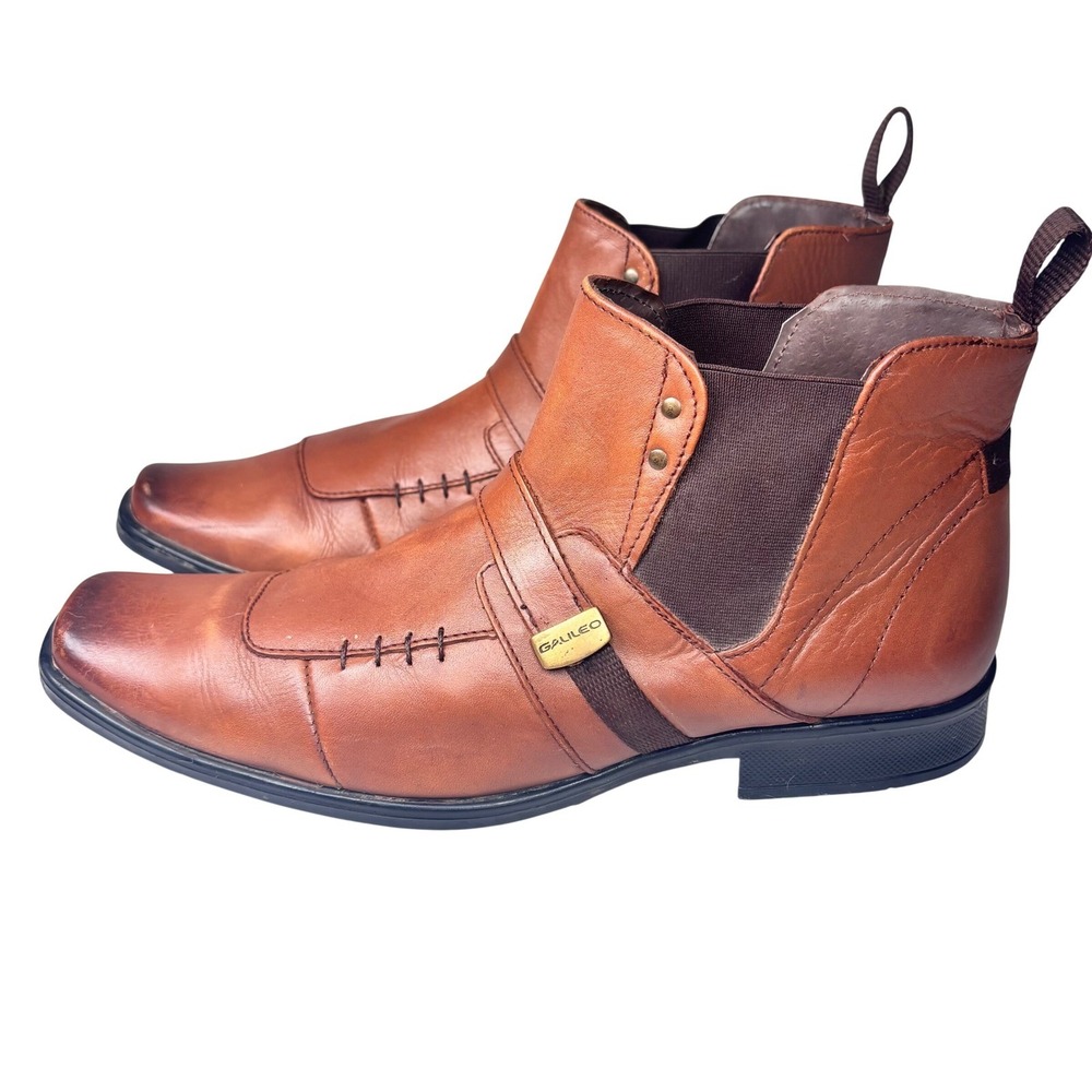 Chelsea Ankle Boots Leather Brown Luxury Grunge Punk Streetwear Galileo Mens 9.5